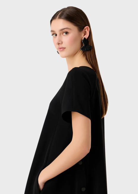 femei R802G82 rochie evazată din cady tehnic cu nasturi Armani negru