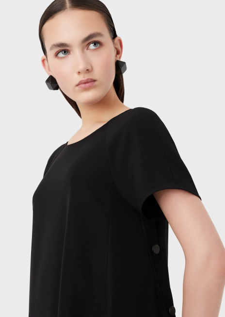 femei R802G82 rochie evazată din cady tehnic cu nasturi Armani negru