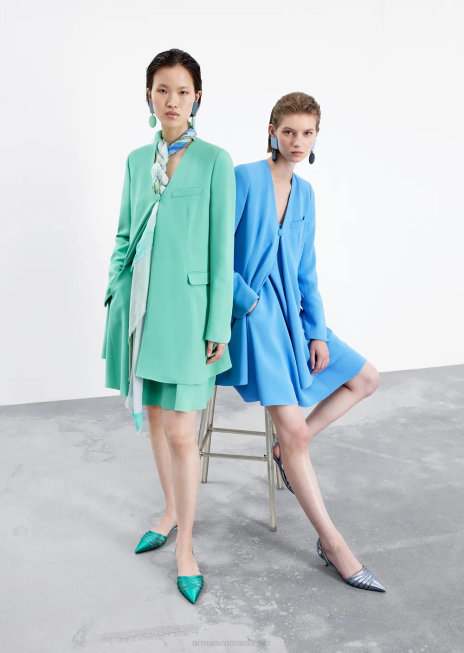 femei R802G83 rochie din crepon din cady, fără mâneci Armani