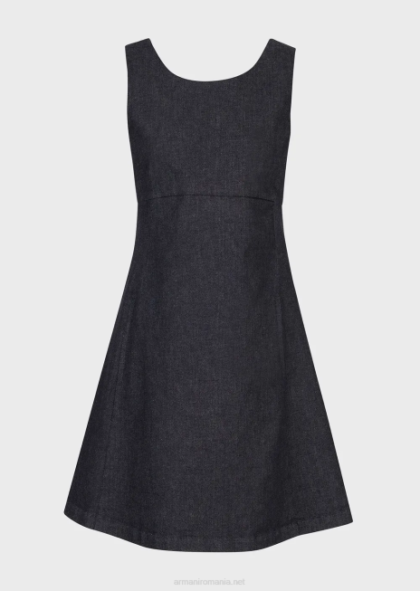 femei R802G86 rochie evazată din denim mercerizat Armani denim