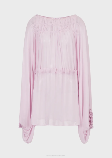 femei R802G92 rochie georgette din viscoza ecologica cu cordon Armani roz