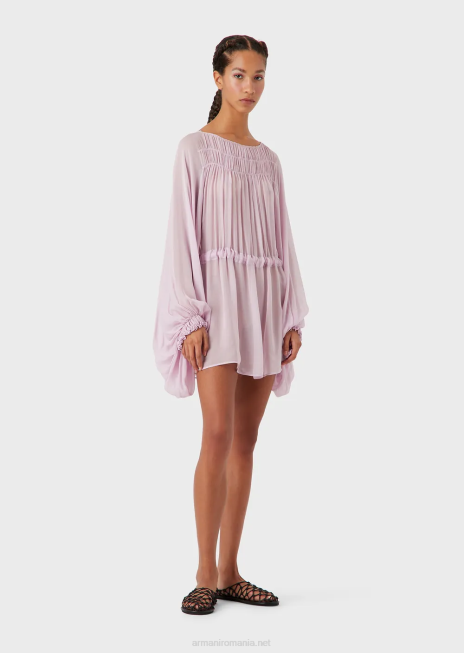 femei R802G92 rochie georgette din viscoza ecologica cu cordon Armani roz