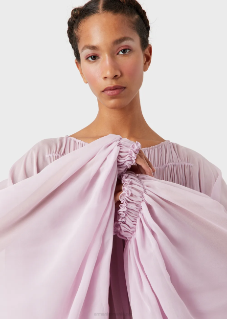 femei R802G92 rochie georgette din viscoza ecologica cu cordon Armani roz