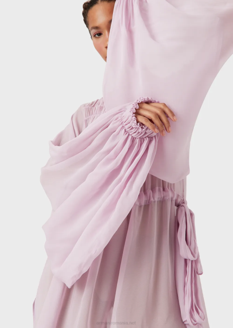 femei R802G92 rochie georgette din viscoza ecologica cu cordon Armani roz