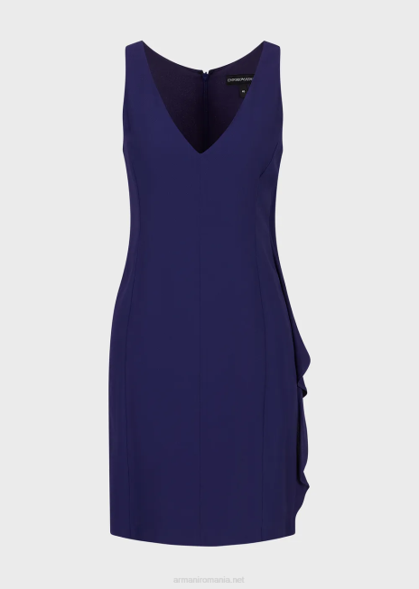 femei R802G96 rochie teacă cu decolteu în V cu volan supradimensionat Armani Violet