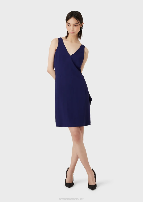 femei R802G96 rochie teacă cu decolteu în V cu volan supradimensionat Armani Violet