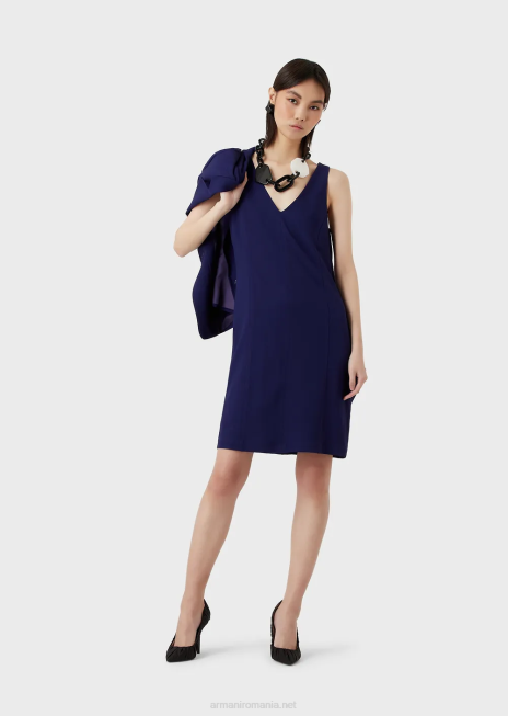 femei R802G96 rochie teacă cu decolteu în V cu volan supradimensionat Armani Violet