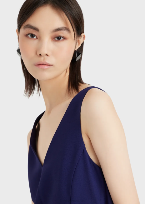 femei R802G96 rochie teacă cu decolteu în V cu volan supradimensionat Armani Violet