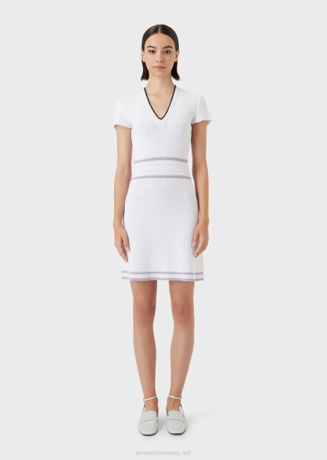 femei R802G99 rochie cu decolteu în V din cusături milano Armani alb