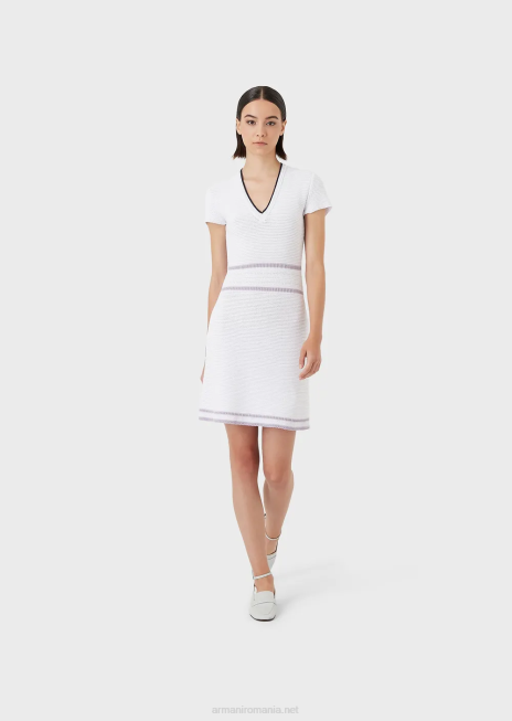 femei R802G99 rochie cu decolteu în V din cusături milano Armani alb