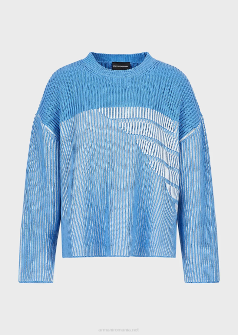 femei R802G188 jumper vanise cu sigla supradimensionata Armani azur