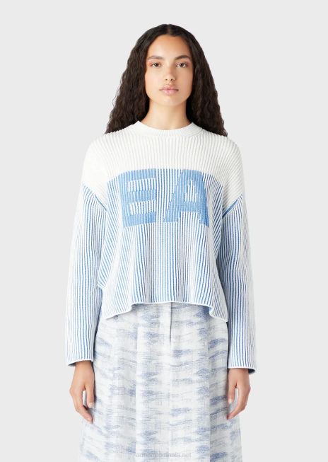 femei R802G189 jumper vanise cu sigla supradimensionata Armani logo albastru