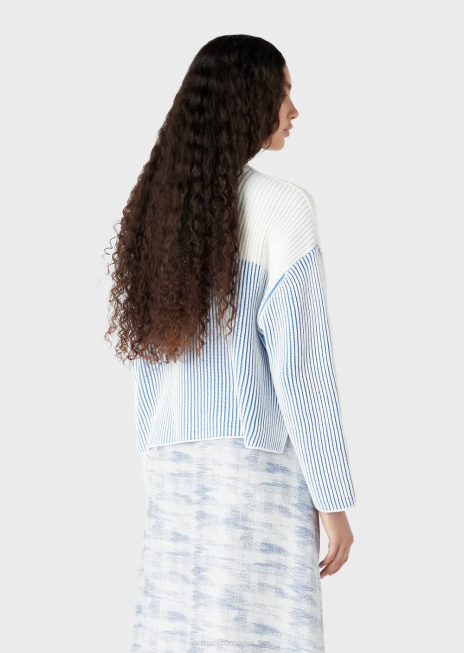 femei R802G189 jumper vanise cu sigla supradimensionata Armani logo albastru