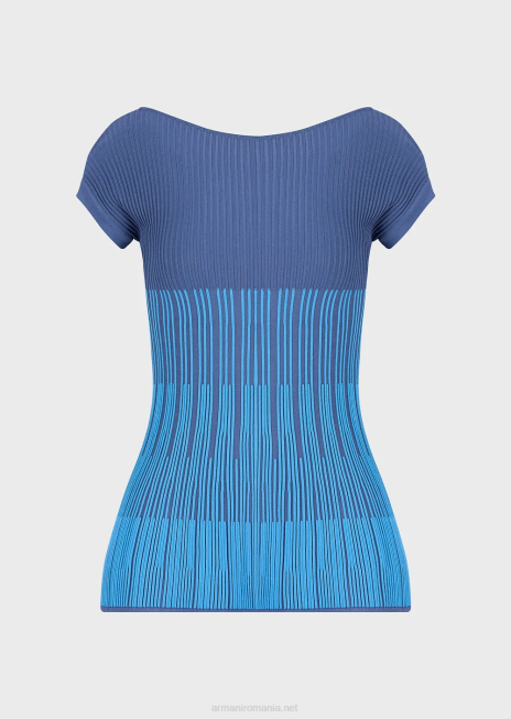 femei R802G191 Top din tricot jacquard în două tonuri cu motiv de legături Armani flori