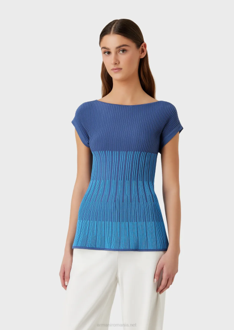 femei R802G191 Top din tricot jacquard în două tonuri cu motiv de legături Armani flori