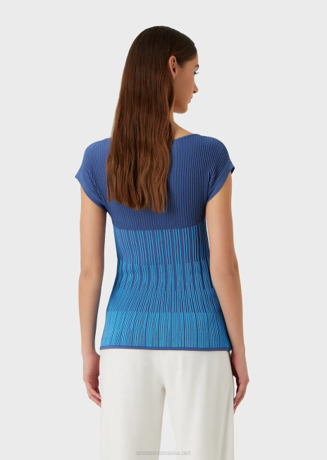 femei R802G191 Top din tricot jacquard în două tonuri cu motiv de legături Armani flori