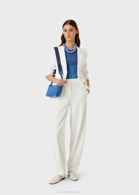 femei R802G191 Top din tricot jacquard în două tonuri cu motiv de legături Armani flori