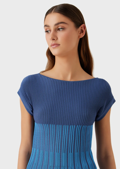 femei R802G191 Top din tricot jacquard în două tonuri cu motiv de legături Armani flori