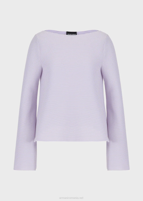 femei R802G197 pulover cu gâtul barcă din țesătură bară cu nervuri Armani