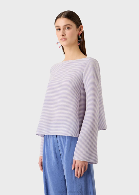 femei R802G197 pulover cu gâtul barcă din țesătură bară cu nervuri Armani