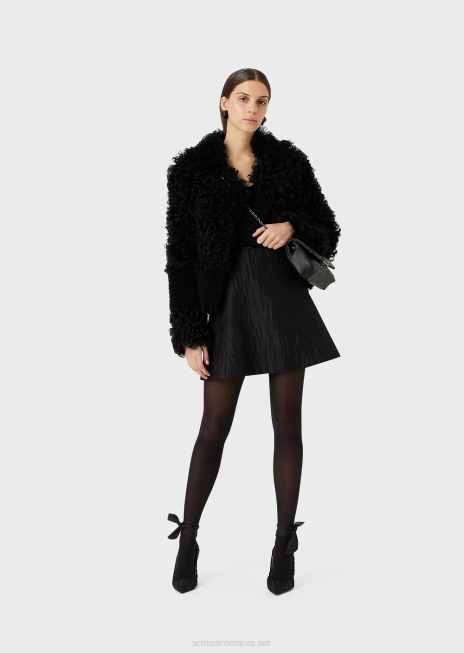 femei R802G201 Pulover cu decolteu în V din țesătură jacquard lurex check Armani negru