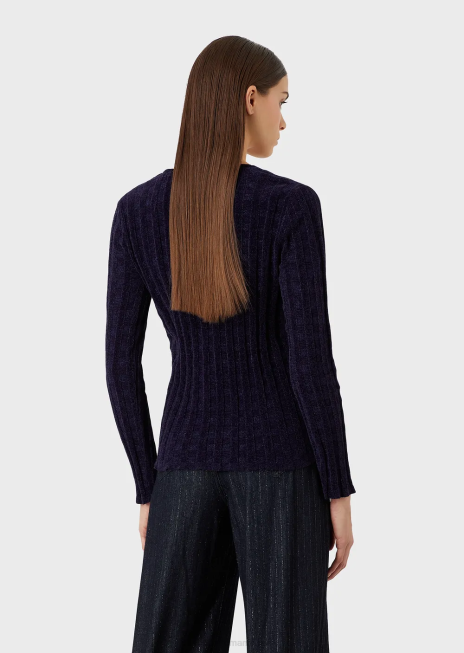 femei R802G202 Pulover cu decolteu în V din țesătură jacquard lurex check Armani