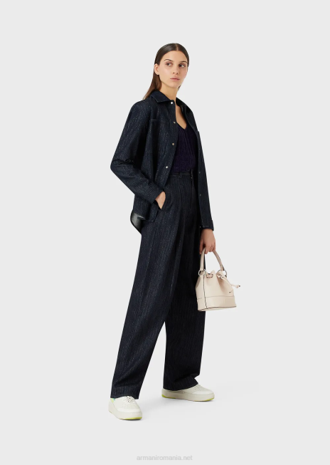 femei R802G202 Pulover cu decolteu în V din țesătură jacquard lurex check Armani