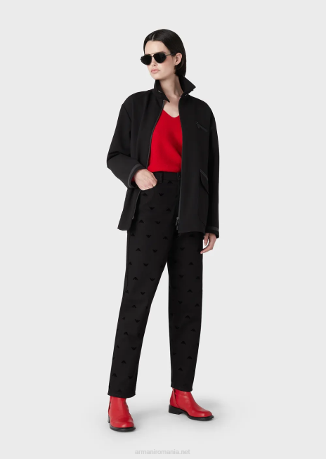 femei R802G203 Pulover fără cusături cu decolteu în V din lână și cașmir cu cusături de legături Armani