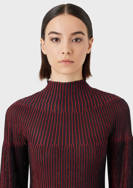 femei R802G204 Pulover cu gât fals din lurex, cu model peste tot Armani model