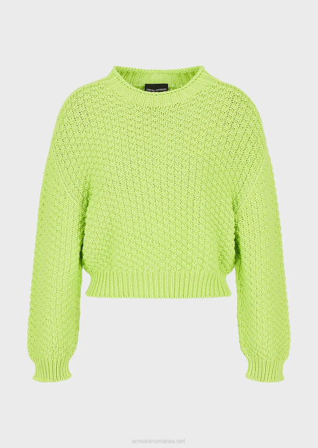 femei R802G205 pulover fără cusături, cu croiala boxy, cu tricot cu cusături de mușchi Armani