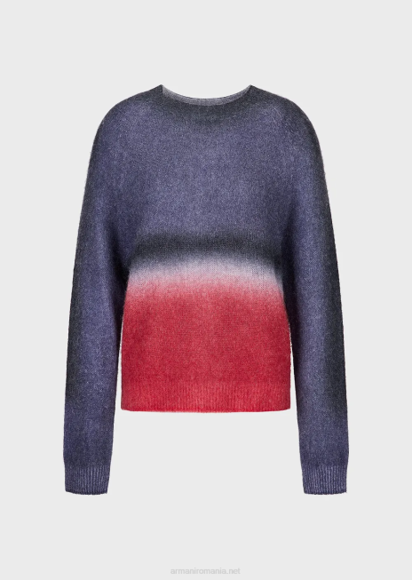 femei R802G209 Pulover din amestec de alpaca fără cusături, cu imprimeu în degrade Armani multicolor