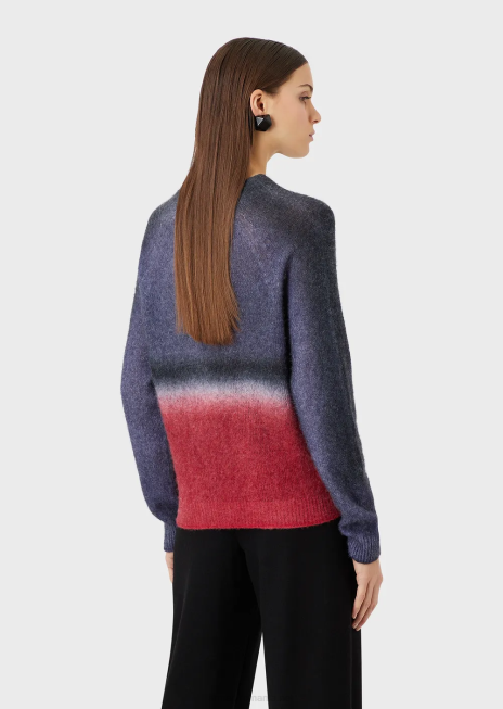 femei R802G209 Pulover din amestec de alpaca fără cusături, cu imprimeu în degrade Armani multicolor