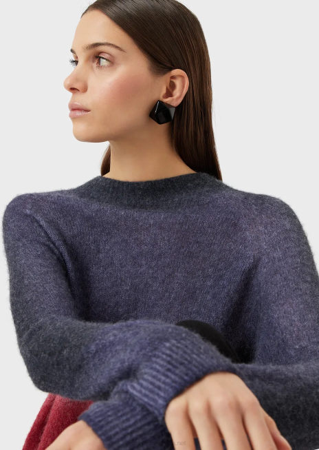 femei R802G209 Pulover din amestec de alpaca fără cusături, cu imprimeu în degrade Armani multicolor