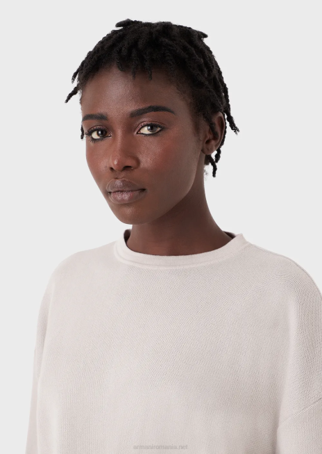 femei R802G211 Pulover decupat jacquard din bumbac organic colecție sustenabilă Armani model