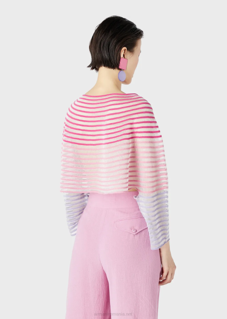 femei R802G212 pulover decupat cu design jacquard cu dungi semitransparente Armani multicolor