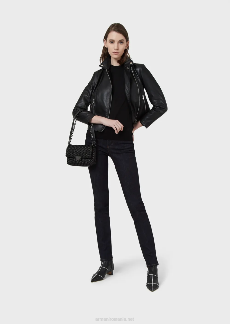 femei R802G217 pulover cu gâtul turn din pură lână virgină Armani negru