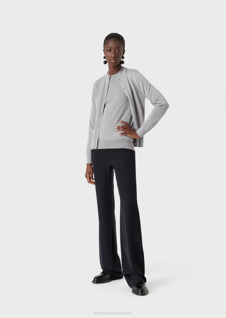 femei R802G218 pulover cu gâtul turn din pură lână virgină Armani gri melange