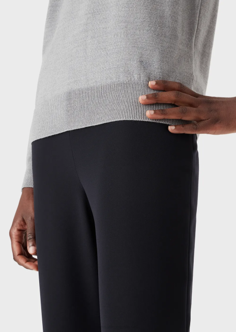 femei R802G218 pulover cu gâtul turn din pură lână virgină Armani gri melange