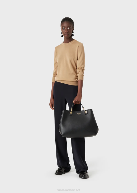 femei R802G220 pulover cu gâtul turn din pură lână virgină Armani cămilă