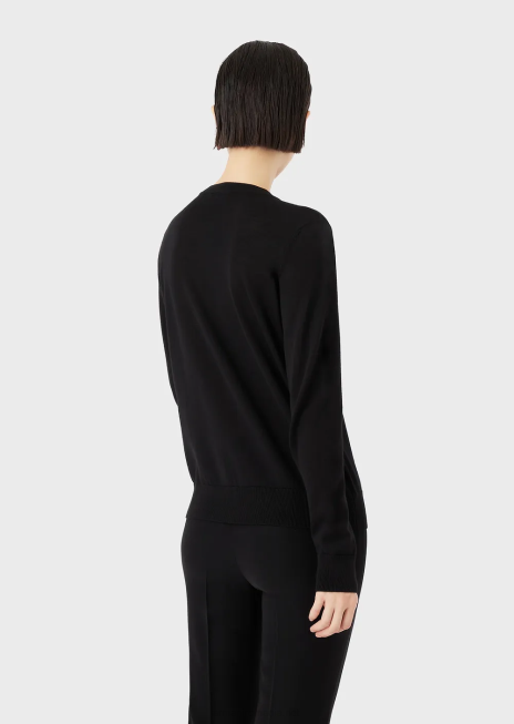 femei R802G221 cardigan pur din lână virgină Armani negru