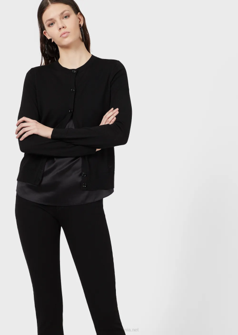 femei R802G221 cardigan pur din lână virgină Armani negru