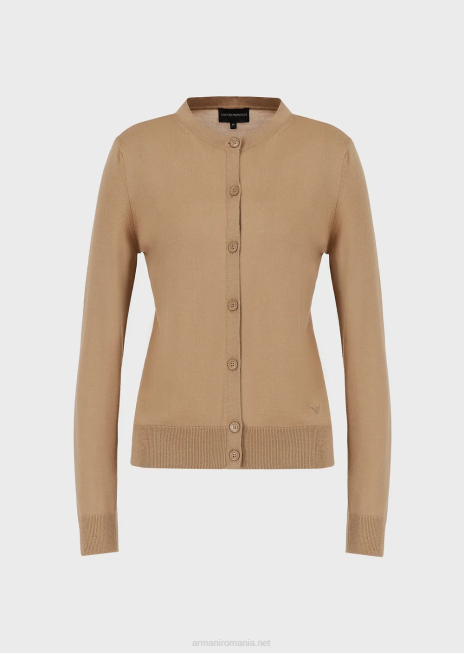 femei R802G222 cardigan pur din lână virgină Armani cămilă
