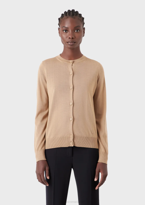 femei R802G222 cardigan pur din lână virgină Armani cămilă