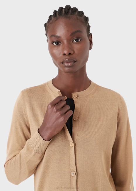 femei R802G222 cardigan pur din lână virgină Armani cămilă