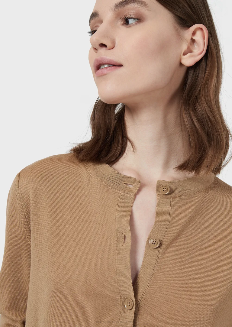 femei R802G222 cardigan pur din lână virgină Armani cămilă