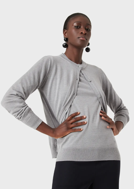 femei R802G223 cardigan pur din lână virgină Armani gri melange