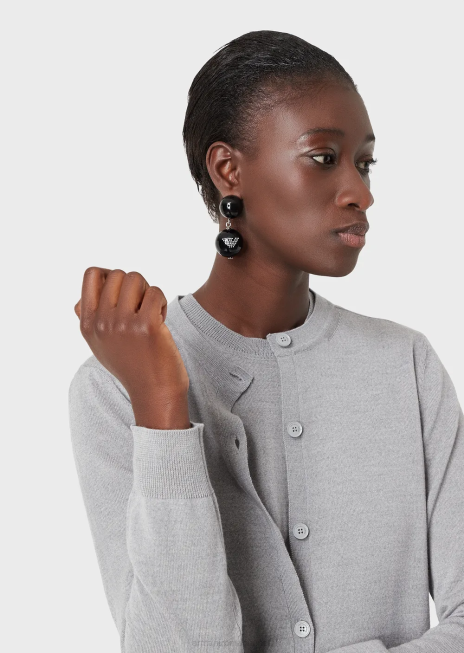 femei R802G223 cardigan pur din lână virgină Armani gri melange