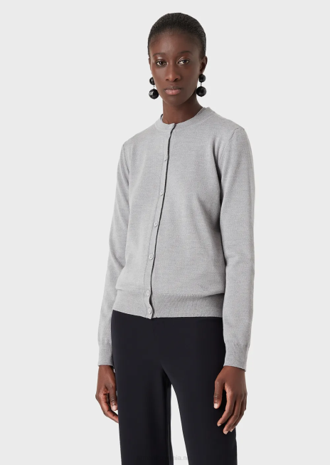femei R802G224 cardigan pur din lână virgină Armani albastru marin