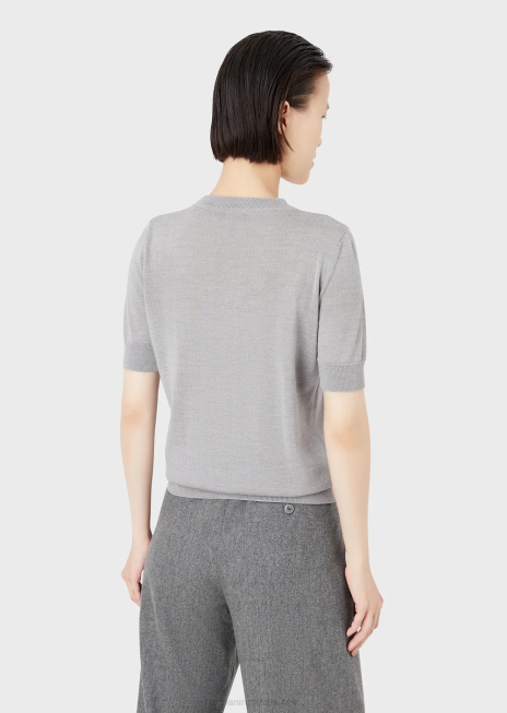 femei R802G228 pulover cu gâtul turn din pură lână virgină Armani gri melange