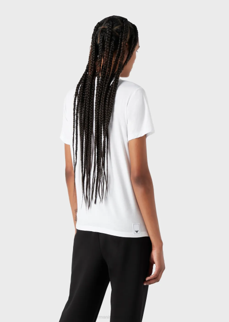 femei R802G444 tricou din jerseu elastic travel essentials Armani alb